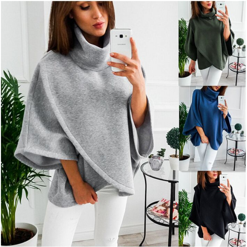Women's Winter High Collar Warm Sweater Top – Cozy Pullover Jacket