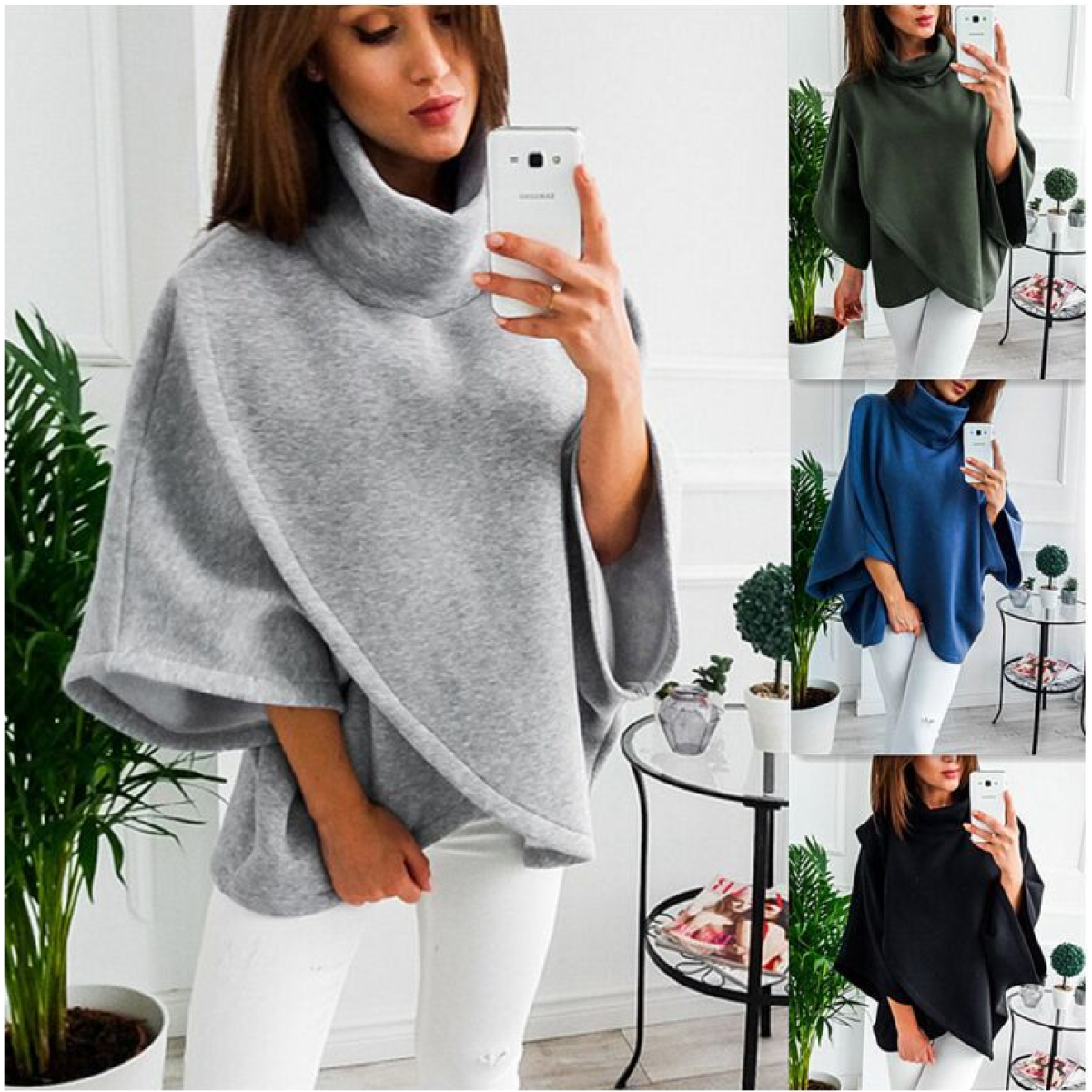 Women's Winter High Collar Warm Sweater Top – Cozy Pullover Jacket