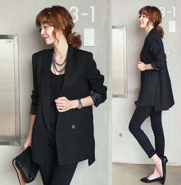 Solid Asymmetrical Long Blazer