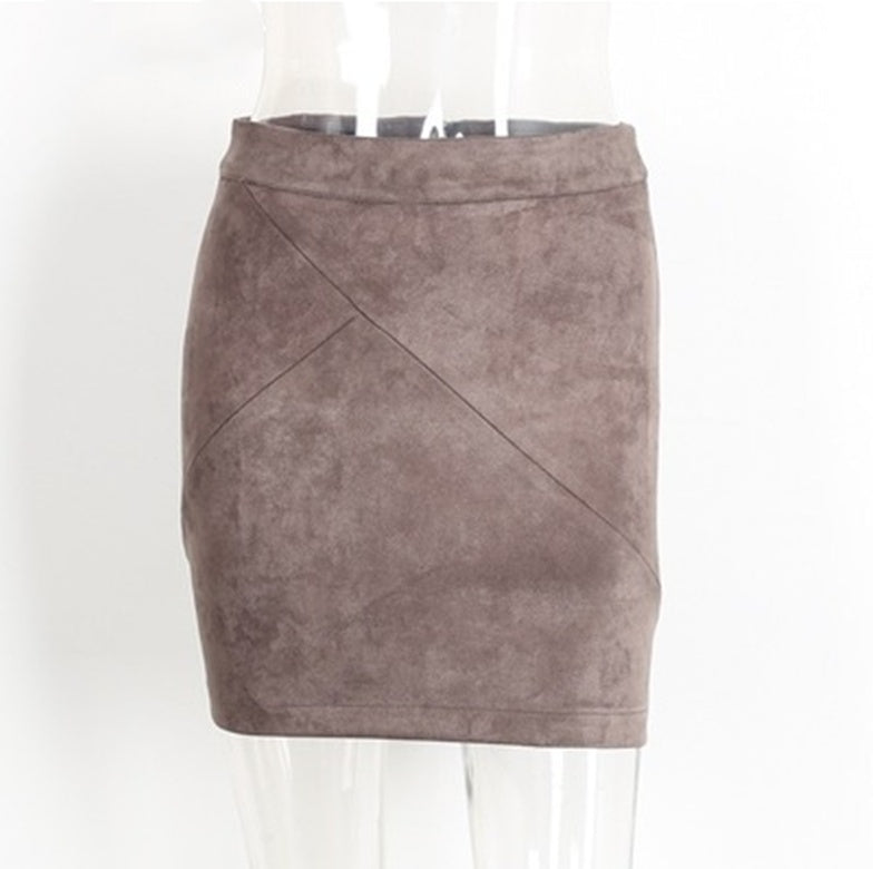 Leather Suede Pencil Skirt