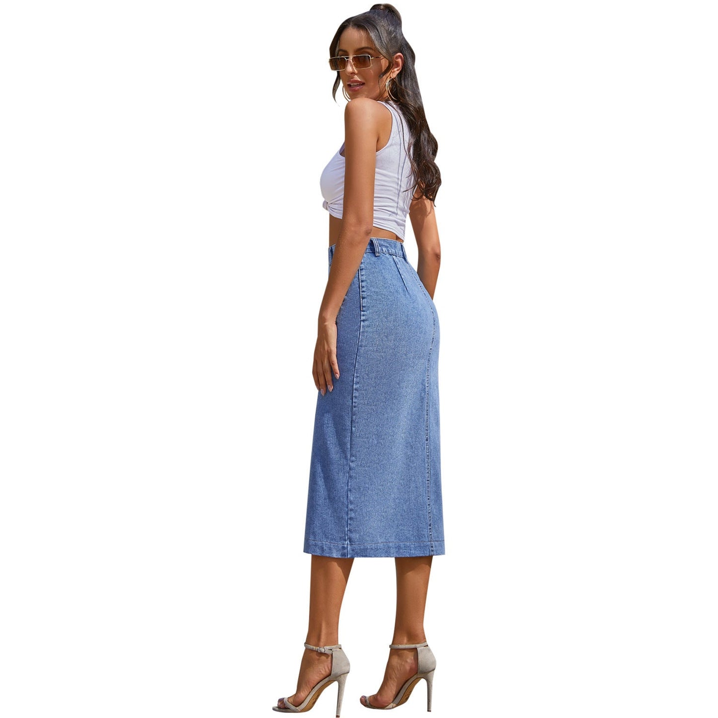 Irregular Slit High Waist Skirt