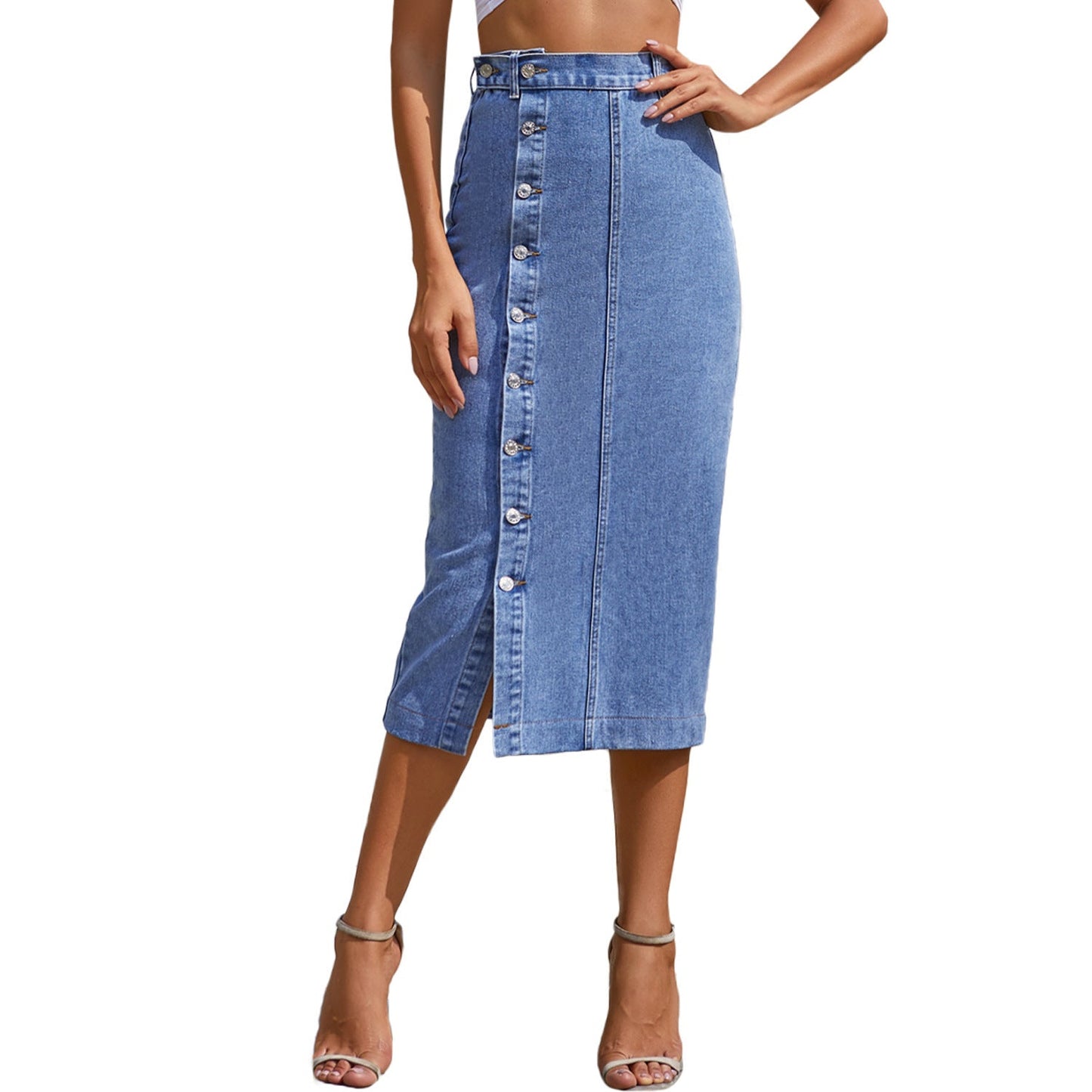 Irregular Slit High Waist Skirt