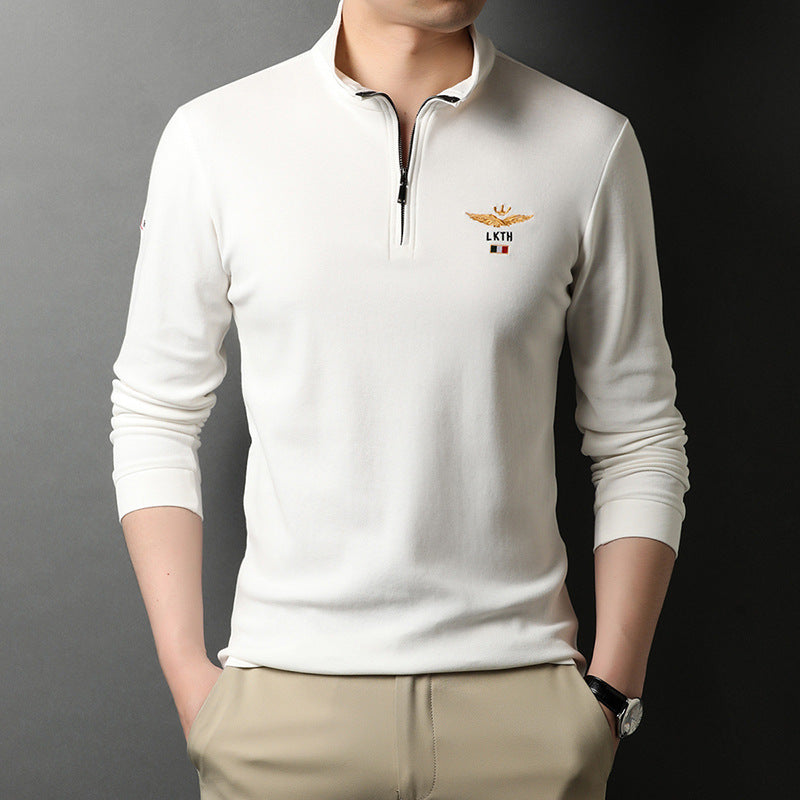 Stand-Up Collar Long-Sleeve Polo Shirt