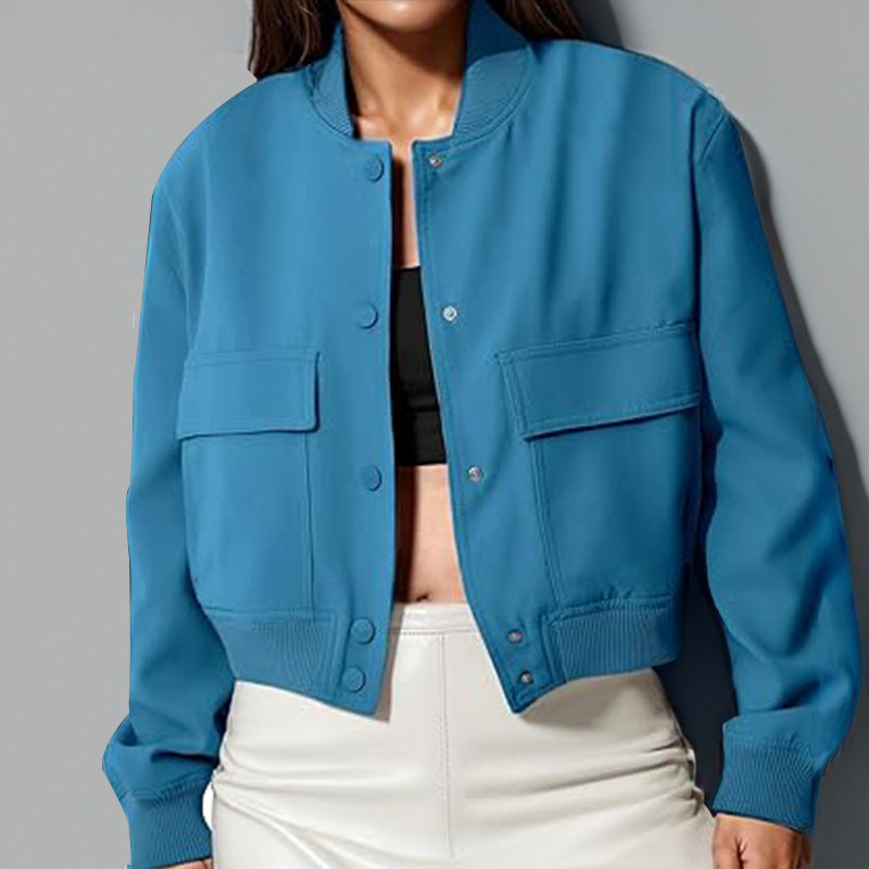 Button-Up Stand Collar Jacket