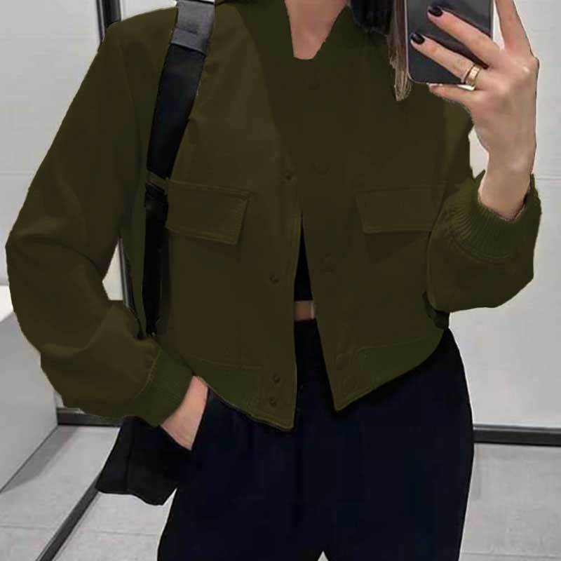 Button-Up Stand Collar Jacket