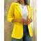 Women's Solid Color Minimalist Long Sleeve Blazer Collar Coat