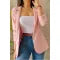 Women's Solid Color Minimalist Long Sleeve Blazer Collar Coat
