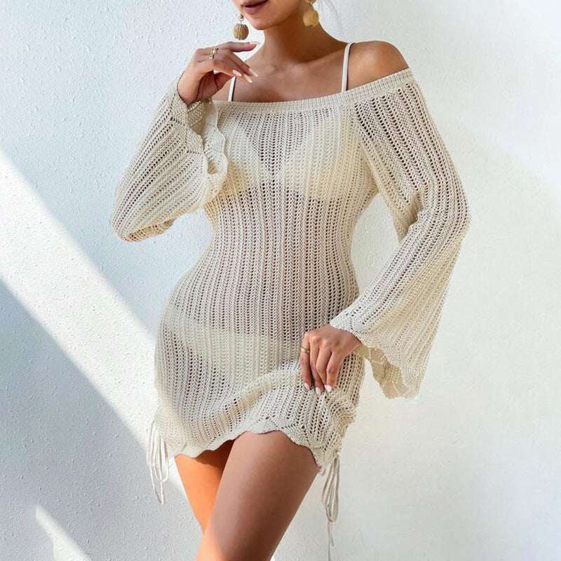 Knitted Beach Cover-Up Swimsuit Blouse Dress