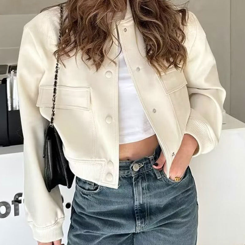 Button-Up Stand Collar Jacket