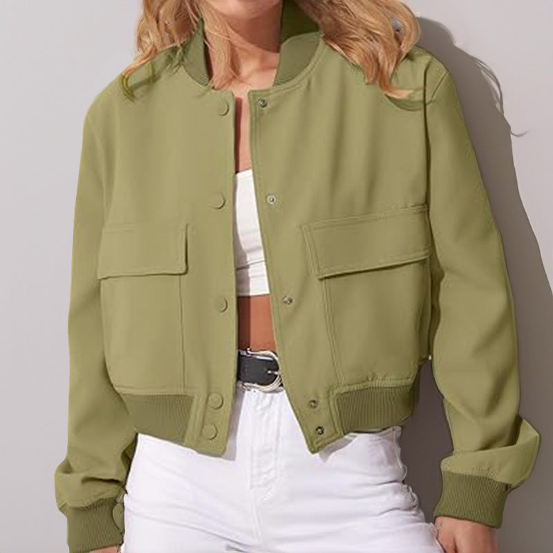 Button-Up Stand Collar Jacket