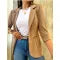 Women's Solid Color Minimalist Long Sleeve Blazer Collar Coat