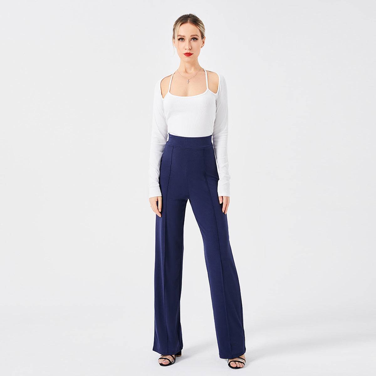 High-Waisted Slim Fit Bell Bottom Pants