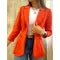 Women's Solid Color Minimalist Long Sleeve Blazer Collar Coat
