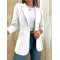 Women's Solid Color Minimalist Long Sleeve Blazer Collar Coat