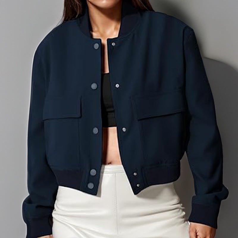 Button-Up Stand Collar Jacket