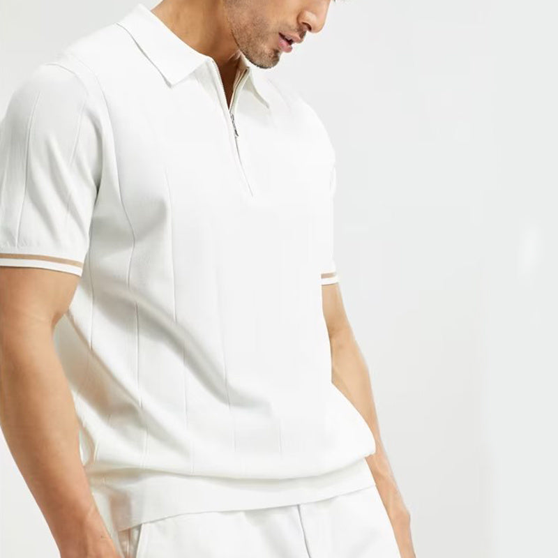 Men's Summer Short-Sleeved Zipper Polo Shirt