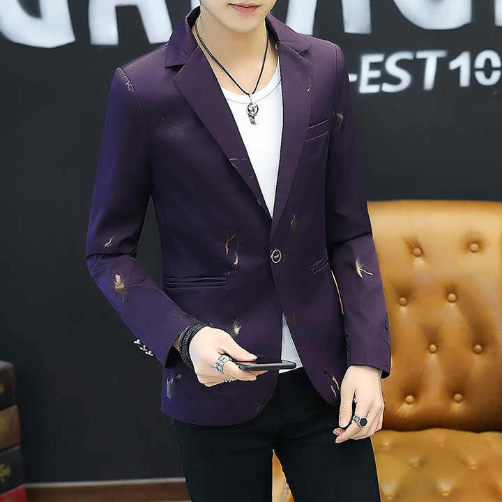 Men's Fall Fashion Printed Casual Blazer – Slim Fit Long Sleeve Suit Jacket