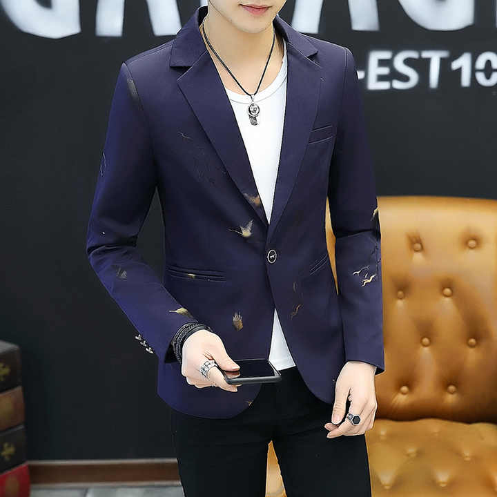 Men's Fall Fashion Printed Casual Blazer – Slim Fit Long Sleeve Suit Jacket