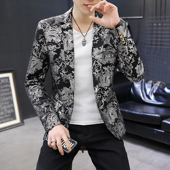 Men's Fall Fashion Printed Casual Blazer – Slim Fit Long Sleeve Suit Jacket
