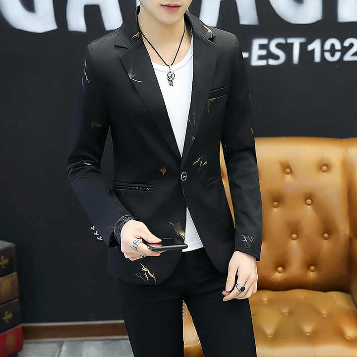 Men's Fall Fashion Printed Casual Blazer – Slim Fit Long Sleeve Suit Jacket