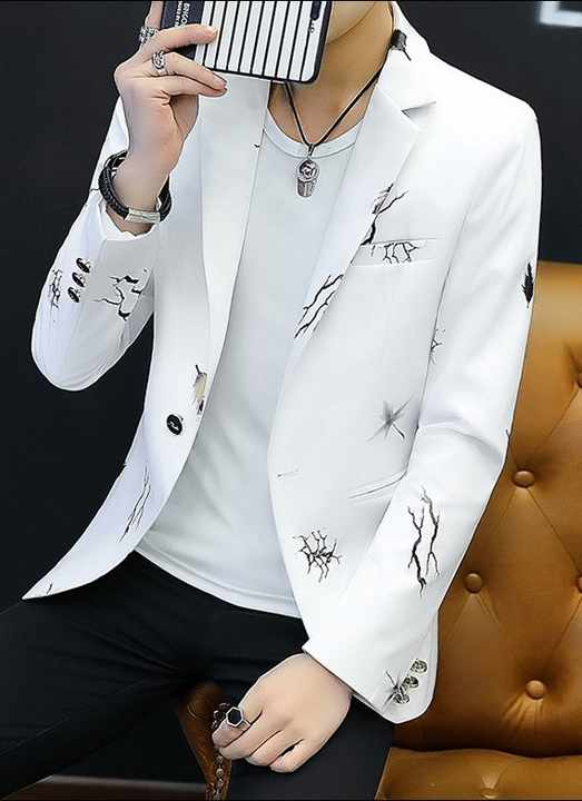 Men's Fall Fashion Printed Casual Blazer – Slim Fit Long Sleeve Suit Jacket