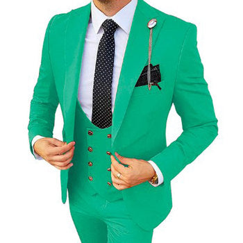 Men’s High-Quality Italian 3-Piece Slim Fit Tuxedo Suit – Blazer, Vest & Dress Pants for Groomsmen & Weddings
