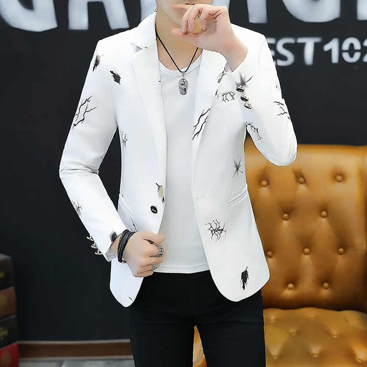 Men's Fall Fashion Printed Casual Blazer – Slim Fit Long Sleeve Suit Jacket