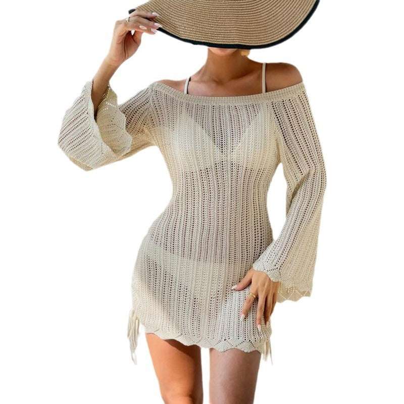 Knitted Beach Cover-Up Swimsuit Blouse Dress