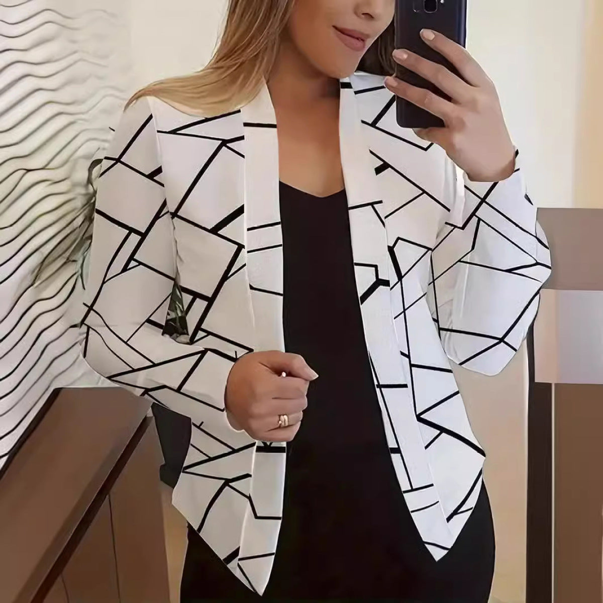Women's Casual Printed Small Suit Jacket