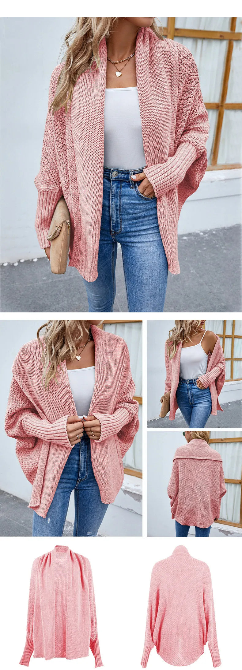 Women's Loose Knit Batwing Sleeve Cardigan – Autumn & Winter Fashion Jacket
