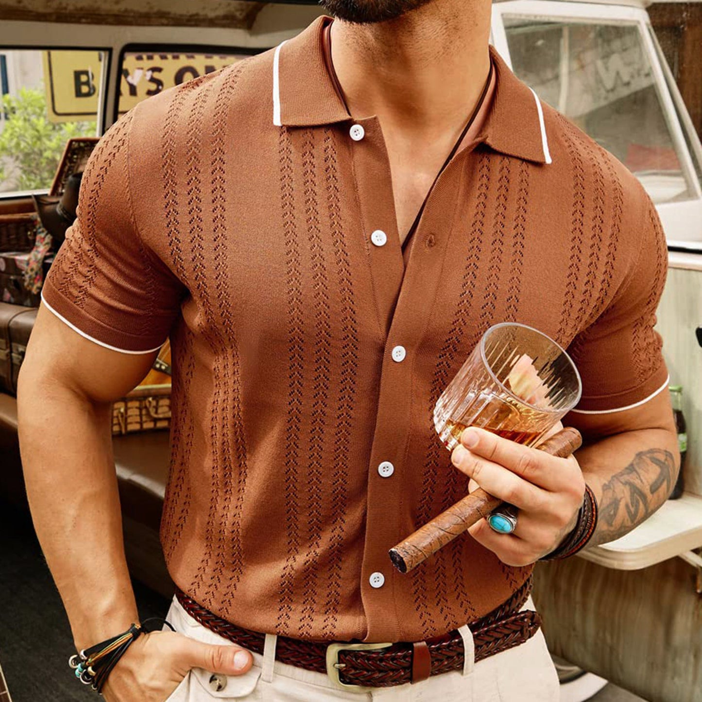 Men's Summer Short-Sleeved Polo Shirt