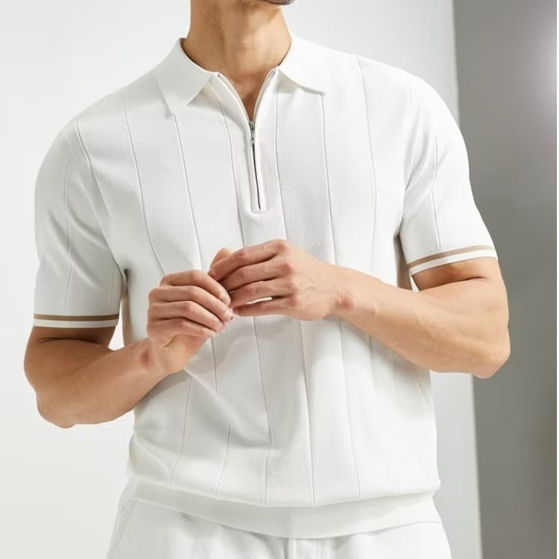 Men's Summer Short-Sleeved Zipper Polo Shirt