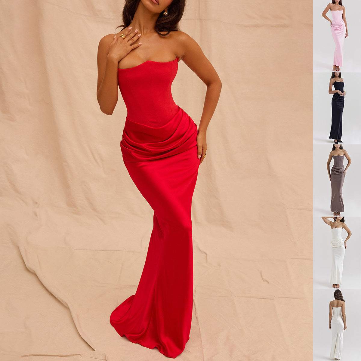 Strapless Backless Maxi Dress