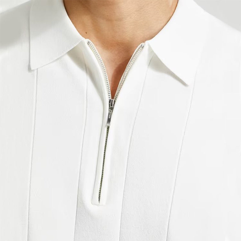 Men's Summer Short-Sleeved Zipper Polo Shirt
