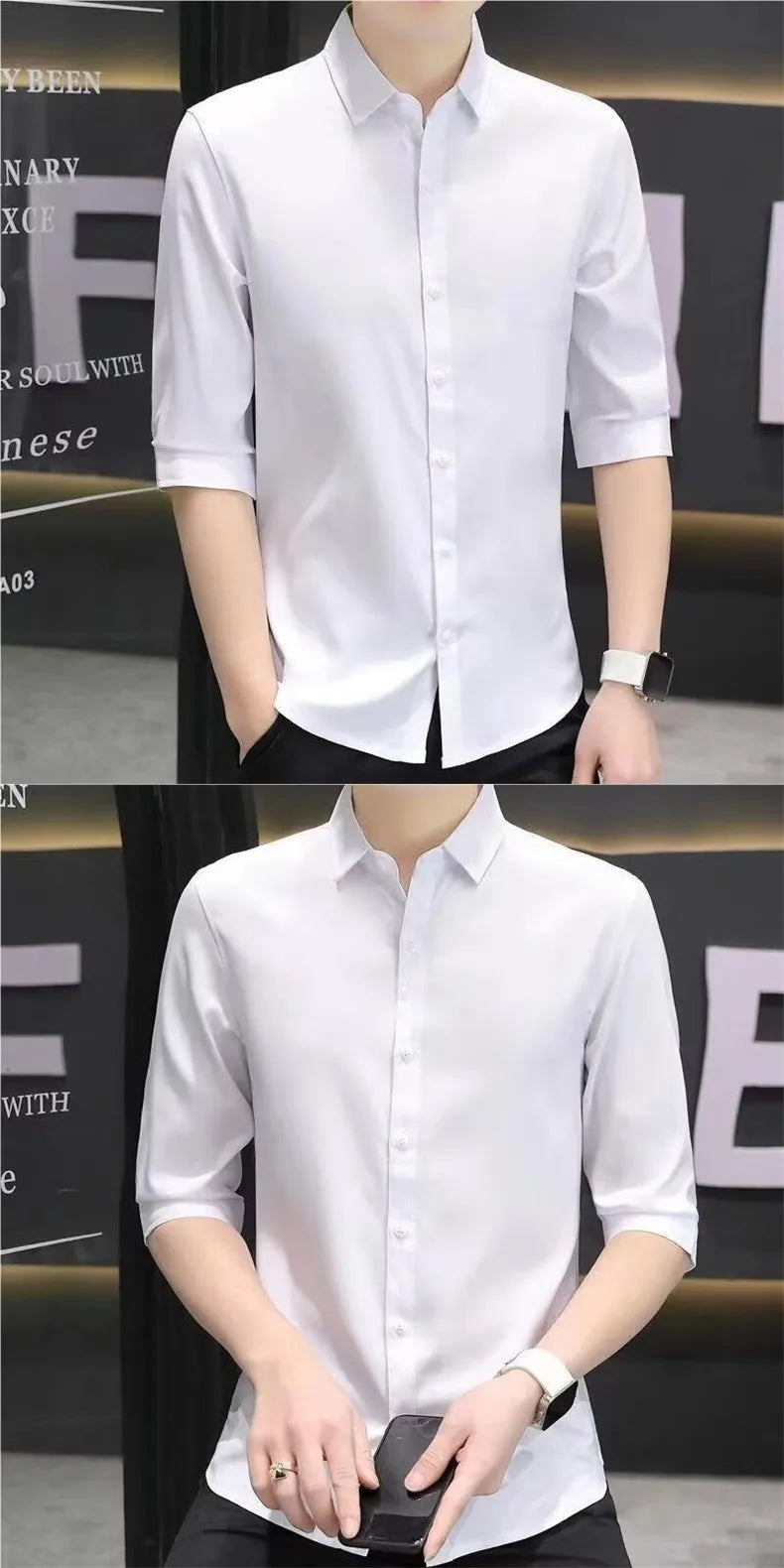 Men’s Slim-Fit Half-Sleeve Shirt – Casual Modern Button-Down