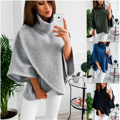 Women's Winter High Collar Warm Sweater Top – Cozy Pullover Jacket