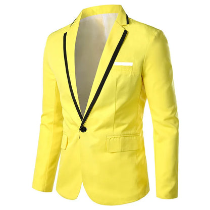 Men’s Multicolor Slim Fit One-Button Suit – Bold Lapel Blazer for Fashion Forward Looks