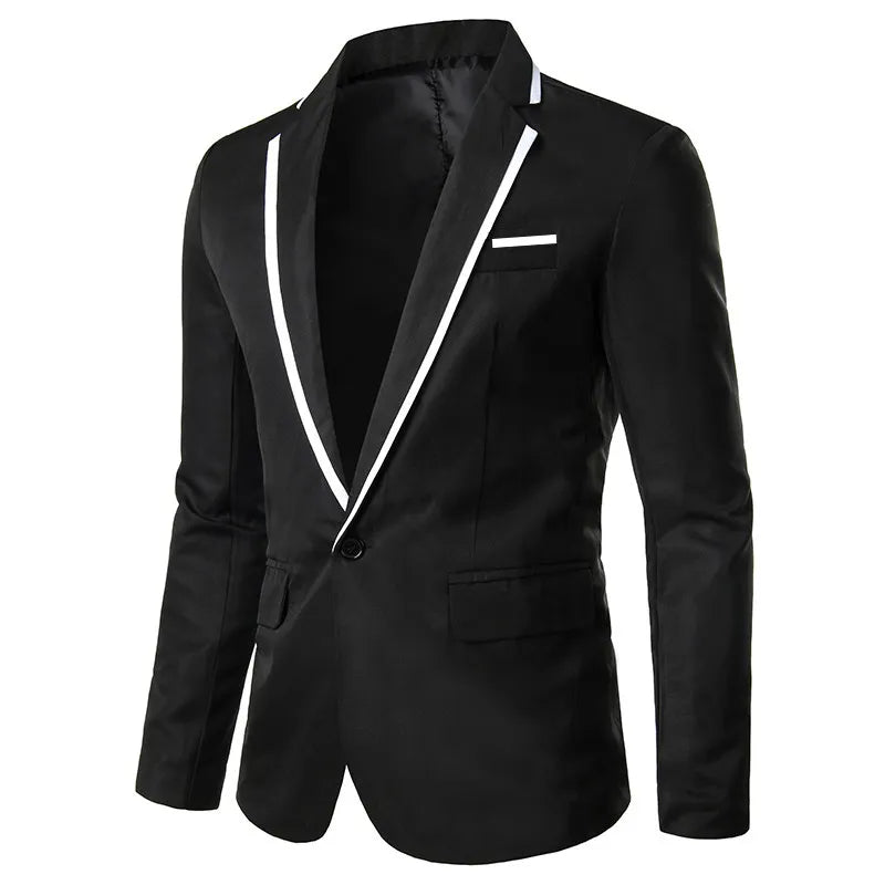 Men’s Multicolor Slim Fit One-Button Suit – Bold Lapel Blazer for Fashion Forward Looks