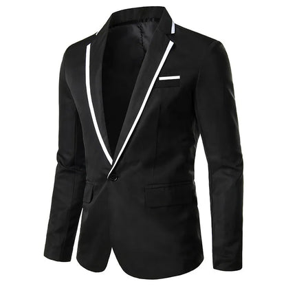 Men’s Multicolor Slim Fit One-Button Suit – Bold Lapel Blazer for Fashion Forward Looks