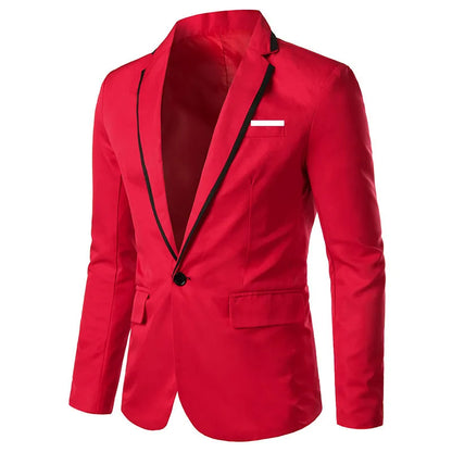 Men’s Multicolor Slim Fit One-Button Suit – Bold Lapel Blazer for Fashion Forward Looks