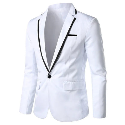 Men’s Multicolor Slim Fit One-Button Suit – Bold Lapel Blazer for Fashion Forward Looks