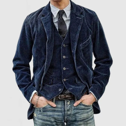 Men’s Corduroy Winter Blazer – Warm Casual Solid Color Jacket