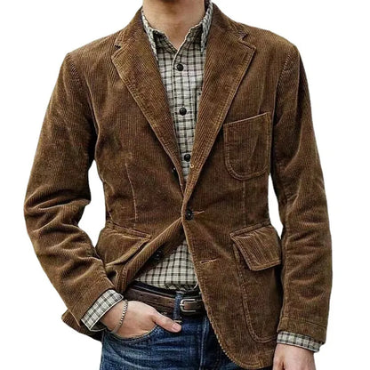 Men’s Corduroy Winter Blazer – Warm Casual Solid Color Jacket