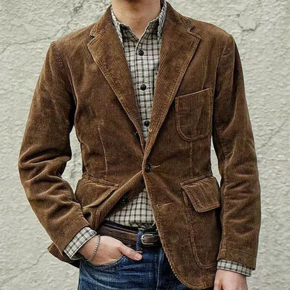 Men’s Corduroy Winter Blazer – Warm Casual Solid Color Jacket