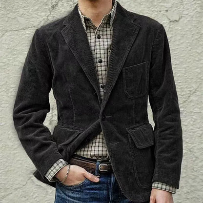 Men’s Corduroy Winter Blazer – Warm Casual Solid Color Jacket