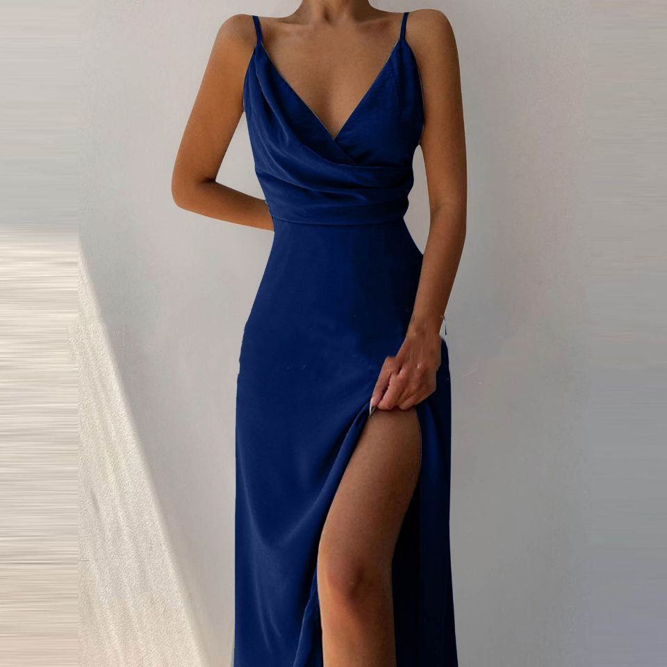 V-Neck Spaghetti Strap Slit Dress