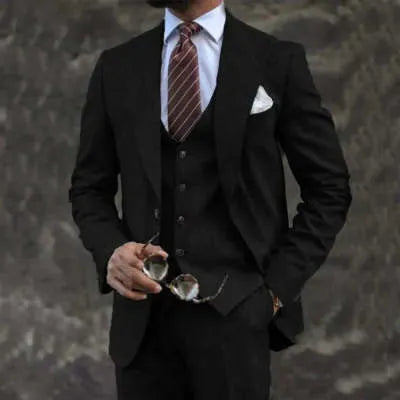 Men’s Pink Three-Piece Suit – European & American Business Casual Blazer Set