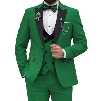 Men’s High-Quality Italian 3-Piece Slim Fit Tuxedo Suit – Blazer, Vest & Dress Pants for Groomsmen & Weddings