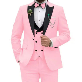 Men’s High-Quality Italian 3-Piece Slim Fit Tuxedo Suit – Blazer, Vest & Dress Pants for Groomsmen & Weddings