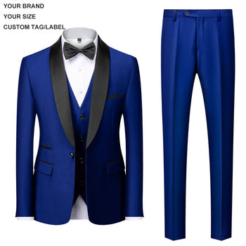 Men’s High-Quality Italian 3-Piece Slim Fit Tuxedo Suit – Blazer, Vest & Dress Pants for Groomsmen & Weddings